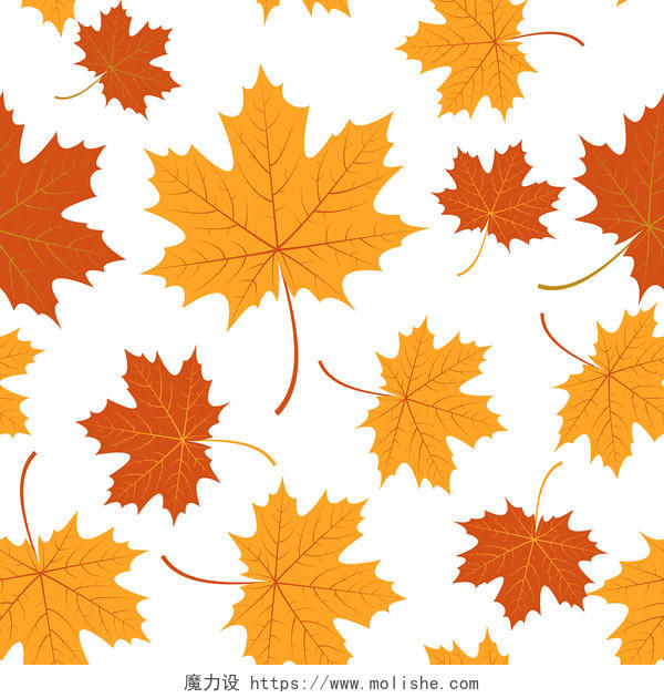 九月你好手绘秋天树叶枫叶背景PNG素材